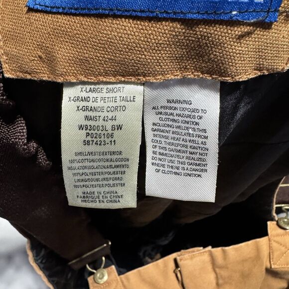 Walls Bib Overalls Men's XL Short Insulated Lined Canvas Duck - Picture 9 of 11